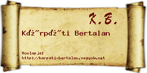 Kárpáti Bertalan névjegykártya